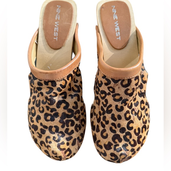 Nine West Calf Hair Animal Print Slip On Clog Size 8 - Picture 2 of 10